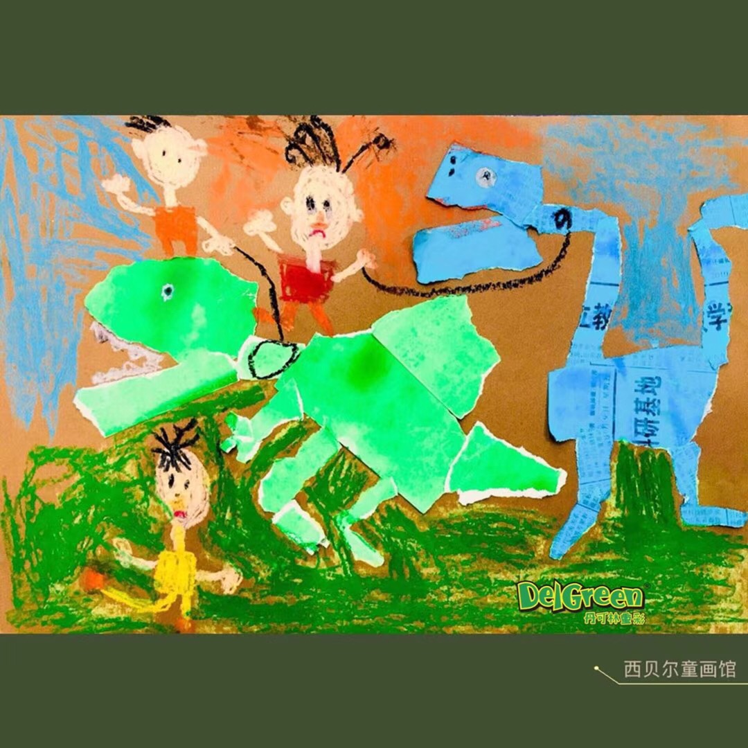 重彩油画棒作品__撕贴与重彩油画棒的完美结合（3）